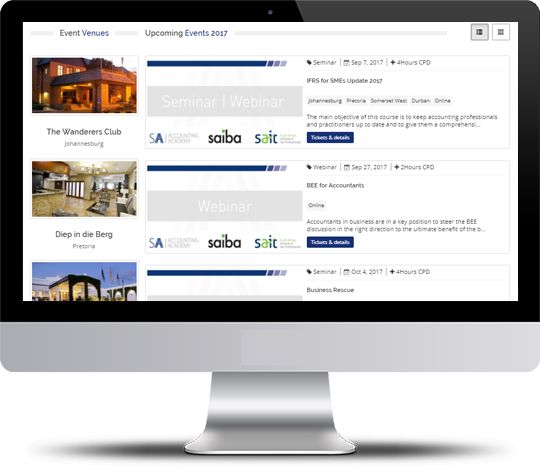 Page displaying seminar recordings with options to view and download. | SAAA | South African Accounting Academy
